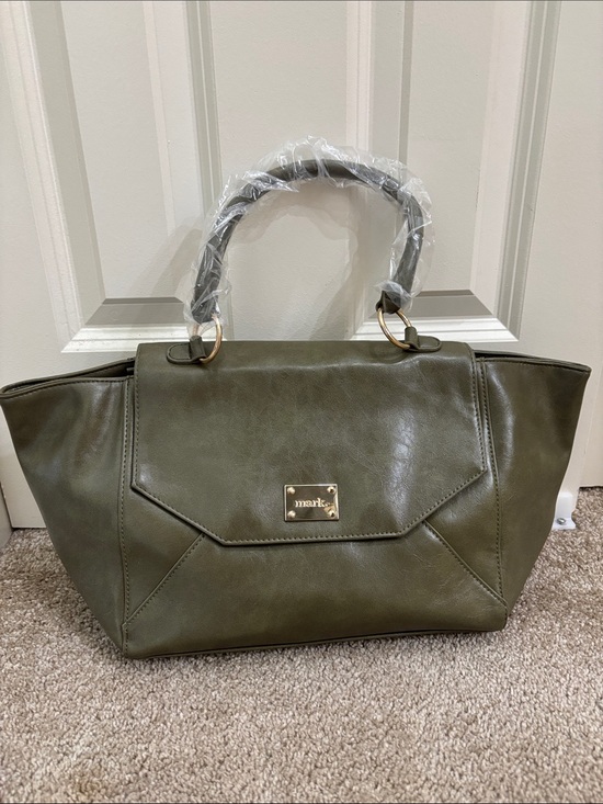 mark. Handbags - mark. Olive Green Structured Tote with Gold Hardware